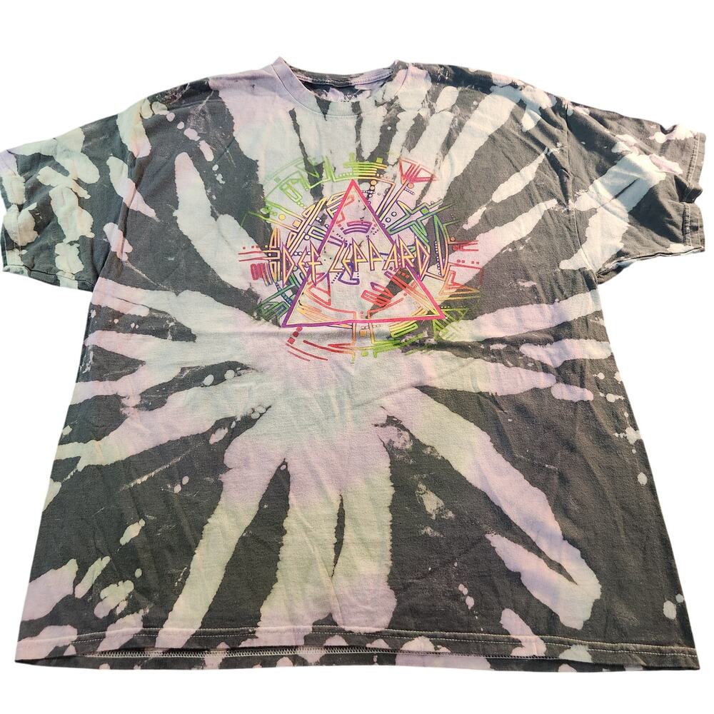 Def Leppard Hysteria Album Graphic Bleach Tie Dye Tee Shirt XL NWOT Classic Rock